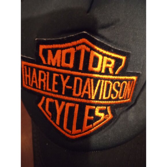 Harley-Davidson Black & Orange Logo Trucker Cap One Size Fits All Polyester Mesh - Picture 2 of 6